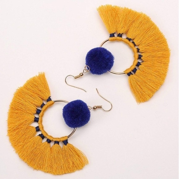 💖SUNBURST CHARLIE YELLA TASSLE WOMAN’S EARRINGS - Picture 4 of 7